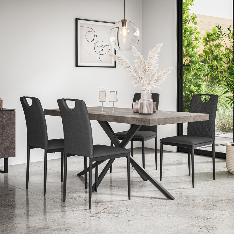Beaudreult 6 Seater Dining Table and Chair Set  , Grey/Black/Charcoal