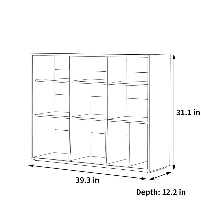 Olivet, (3 Shelves) 31.1"H x 39.3"W x 12.2"D