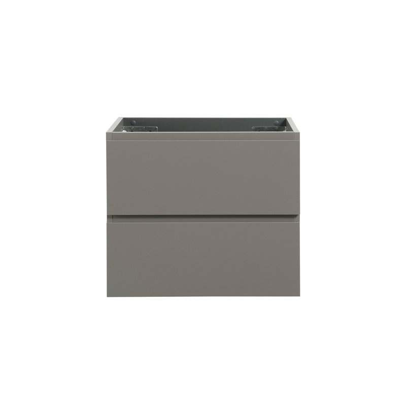 Armoire murale pour salle de bain sans lavabo - grise, 2 tiroirs avec rangement silencieux et polyvalent, tiroirs à meuble-lavabo gris Modern Flair, glissières de tiroir, spacieux