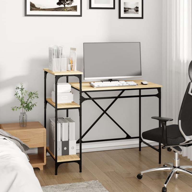 Yandell Metal Base Computer Desk,  Sonoma Oak