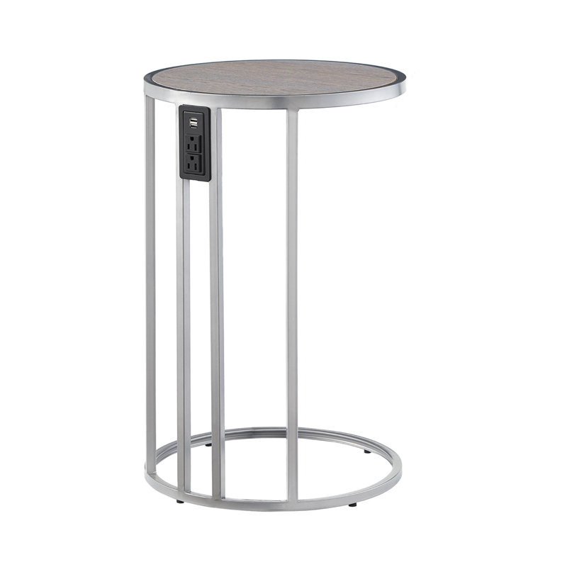 Table de bout Estephen, Gris, Chrome