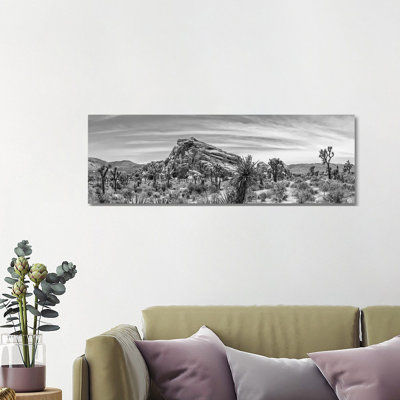 Monzogranite Formation - Monochrome Joshua Tree National Park by Melanie Viola - Wrapped Canvas Panoramic Print