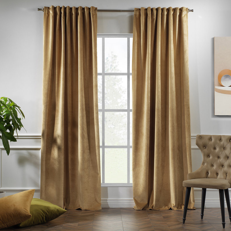 Rideau simple extra long et extra large en velours mat luxueux, 49 sépia, L 52 po x L 84 po