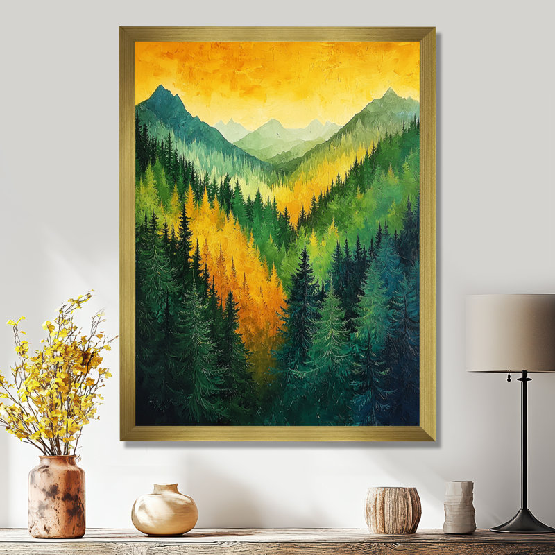 Giezi - Landscapes Wall Decor, Impression d'un seul cadre photo, H 44 po x l 34 po, Doré