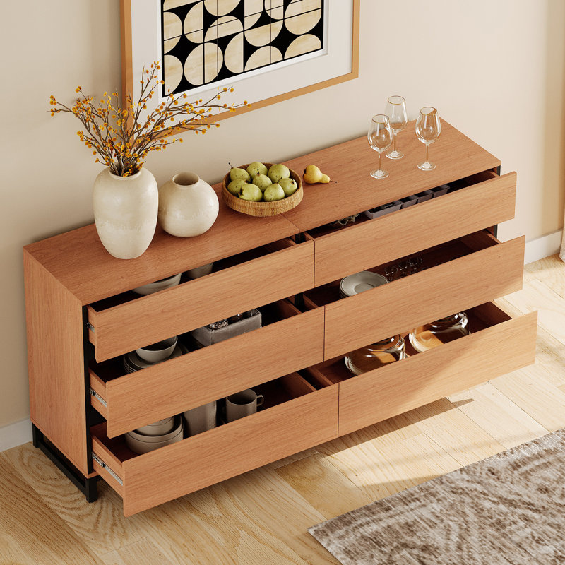 Rookwood 6 Drawer 64" W Double Accent Cabinet, Mocha