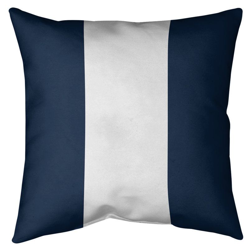 Coussin décoratif , 14 po x 14 po, Bleu marine/blanc, Sergé de coton