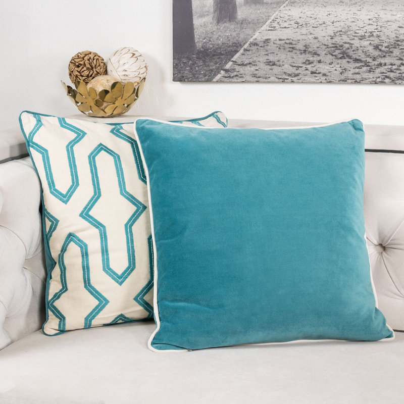 Claudira Square Pillow Cover & Insert, Turquoise