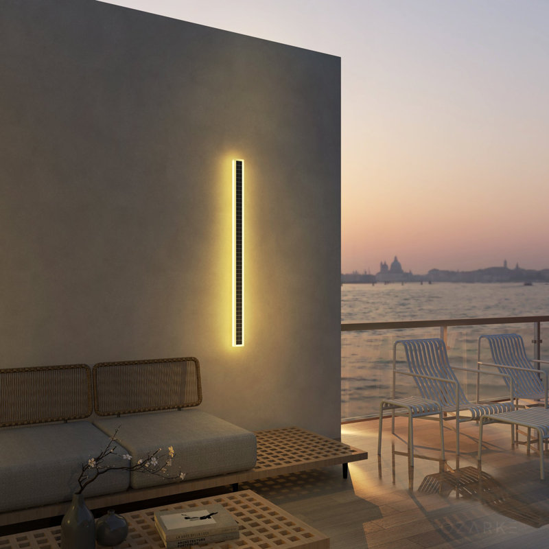 Immense Built-in Solar Outdoor Light, 40" H x 3" W x 3" D