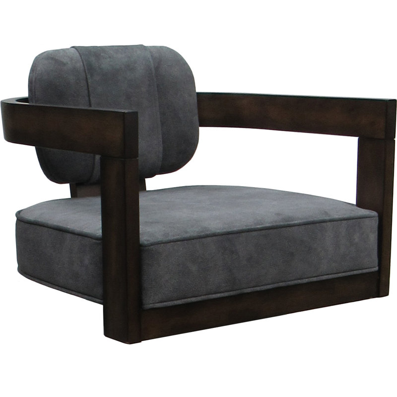 Charbon Outler - noyer foncé - siège 26 po, Light Grey Seat/ Dark Walnut Frame/Polyester Blend