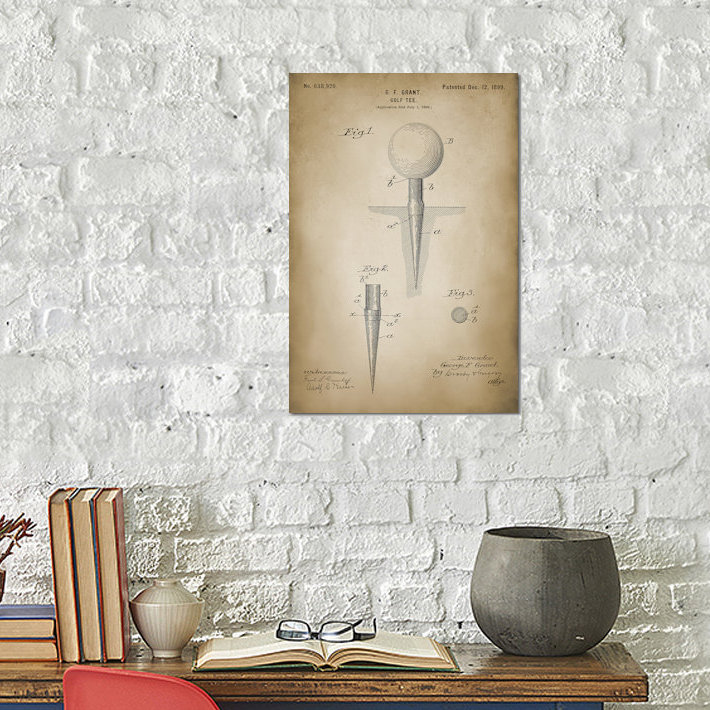 « golf tee », impression sur toile, H 12 po x l 8 po x P 0,75 po, Pas de tapis, Toile tendue