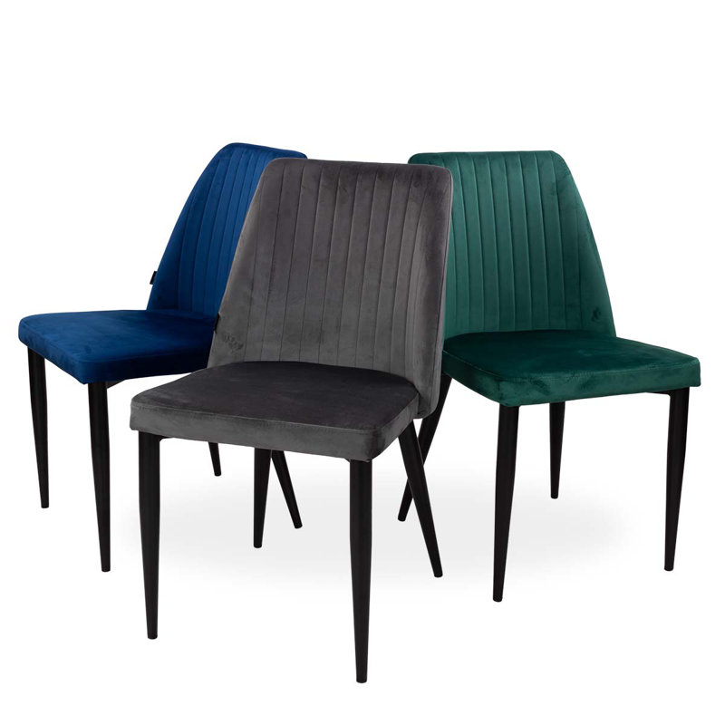 Zibi 48cm H Velvet Upholstered Side Chair, Light Grey