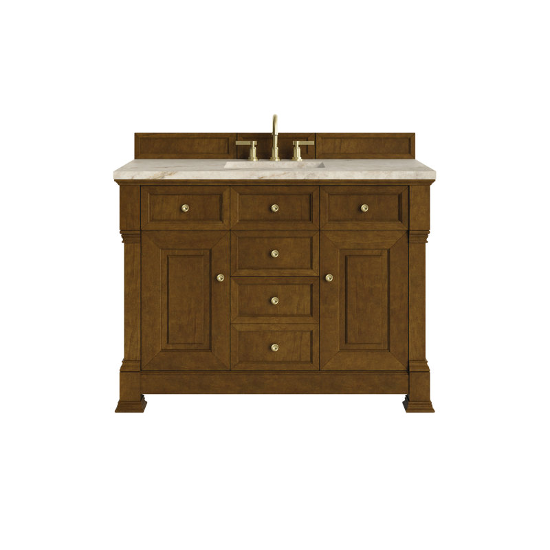 Brookfield 48'' W Single Vanity, Widespread, Victorian Silver, Black Onyx