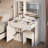Fashionable White Vanity Desk With LED Lights – 3 Adjustable Color Modes, 2 Drawers, Side Shelves, And Power Outlet