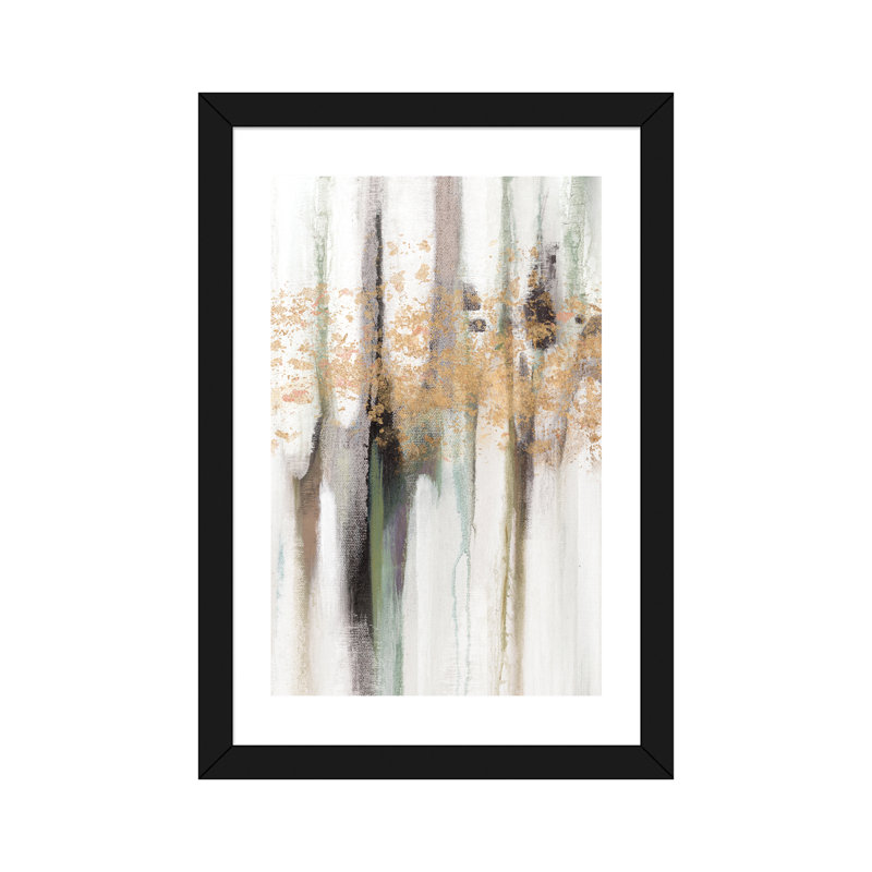 «Falling Gold Leaf I» par Studio W - reproduction sur toile tendue, Cadre noir, H 24 po x l 16 po x P 1 po