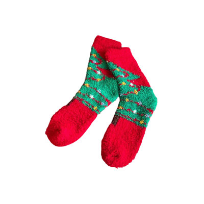 Fuzzy Plushy Christmas Stockings Women, Warm Coral Fleece Sleep Socks Non-Shedding Floor Socks, 13.8x3.2in Color C