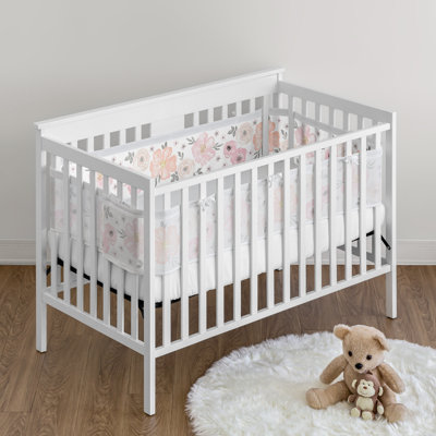 Motif aquarelle floral rose et gris Sweet Jojo + RespirableBaby Mesh