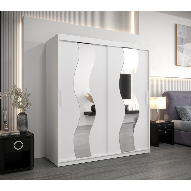 Abhinay 2 Door Manufactured Wood Wardrobe, White Matt