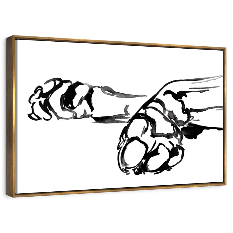 Linear Paws II, Cadre flottant doré, 40 po x 27 po