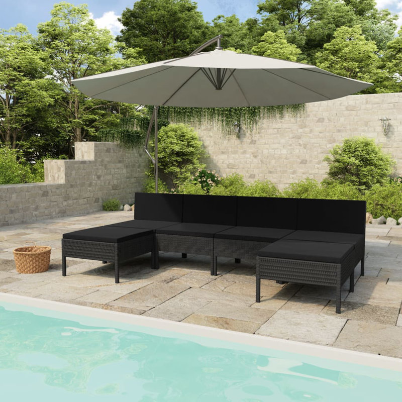 Méridienne 6 pièces avec coussins Millersville, Blanc, Noir