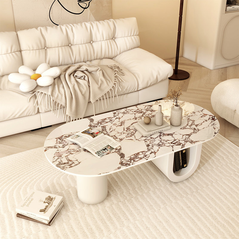 Table basse créative Creative, Blanc, H 15,7 po x l 47,2 po x P 23,6 po, Noir / blanc