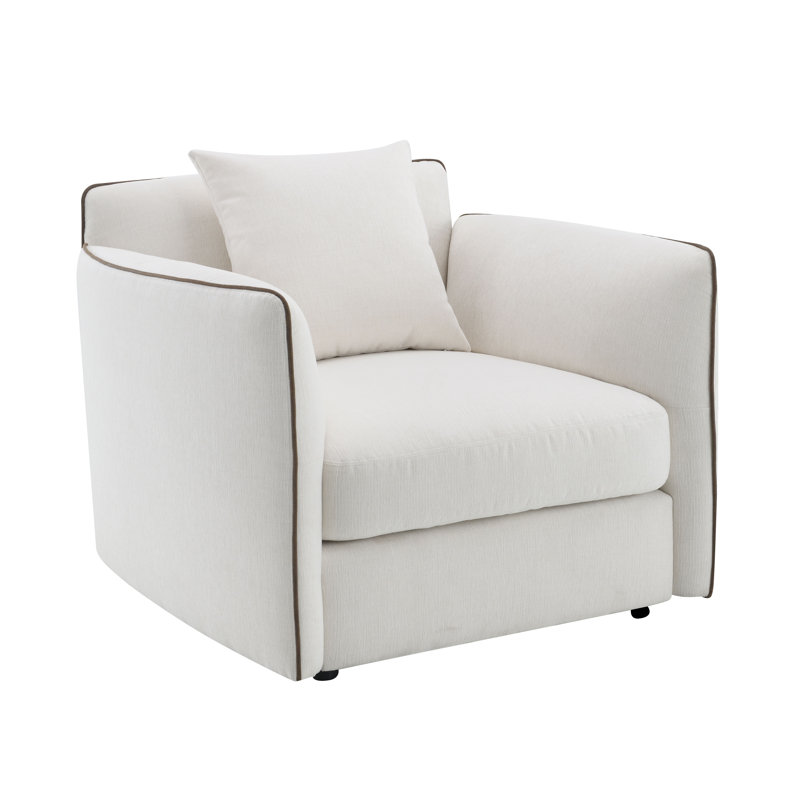 Chaise en chenille beige avec oreiller Yolanda