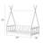 Whimsical Wooden Montessori House Bed Frame For Kids With Guardrail, Ideal For Creative Play And Cozy Sleep