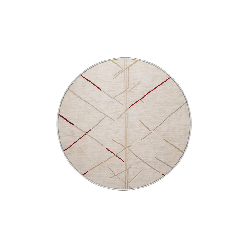 Machine Washable Beige Area Rug, Round 7'