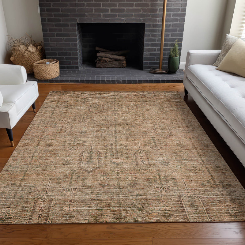 Tapis terre cuite lavable à la machine Premium Prisco, Rectangle 9 pi x 12 pi