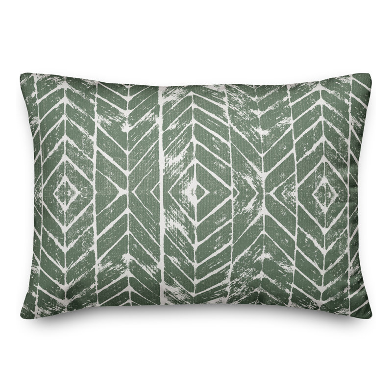 Housse et insert de coussin rectangulaire d'extérieur Distress Chevron 16, Vert