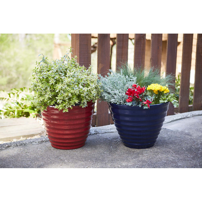 Jardinière ronde Beehive avec soucoupe attachée