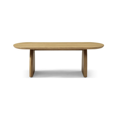 Modern Coffee Table, Curved Base, High - Quality Material, Natural Wood Texture, Versatile Functional Use Oval Shaped Support, Selected Smooth Surface, Suitable For Balcony