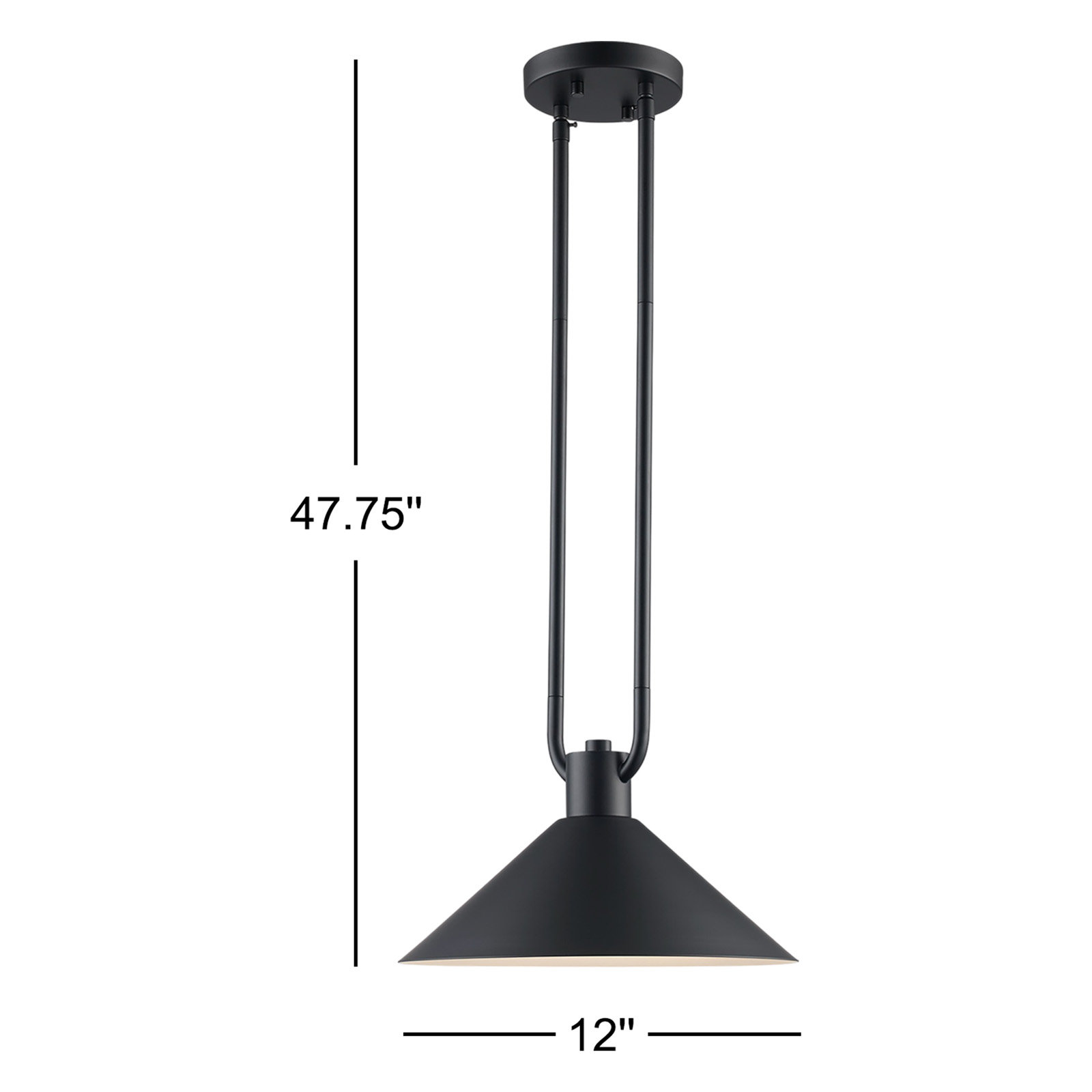 Fayra 1 - Light Industrial Pendant, Black, 10.25" H x 12" W x 12" D