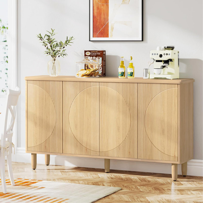 Buffet 59,74 "moderne en noyer avec rangement, Noyer