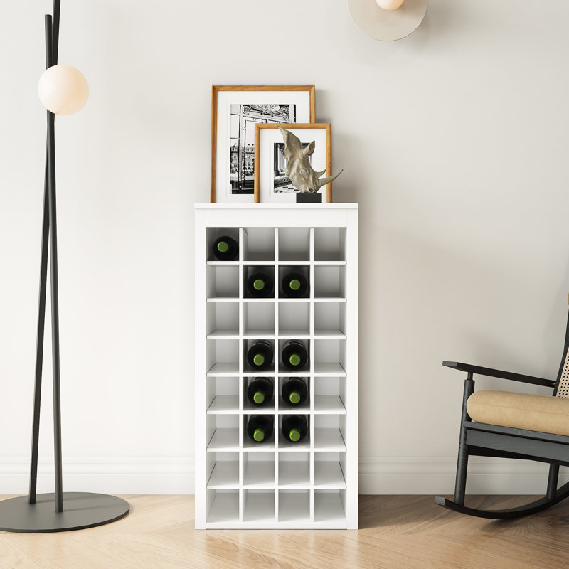 Buffet modulaire 32 bouteilles, finition foncée, conception linéaire, l 17,52 po x P 16,19 po, H 34,87 po, buffet simple et H 34,87 po, l