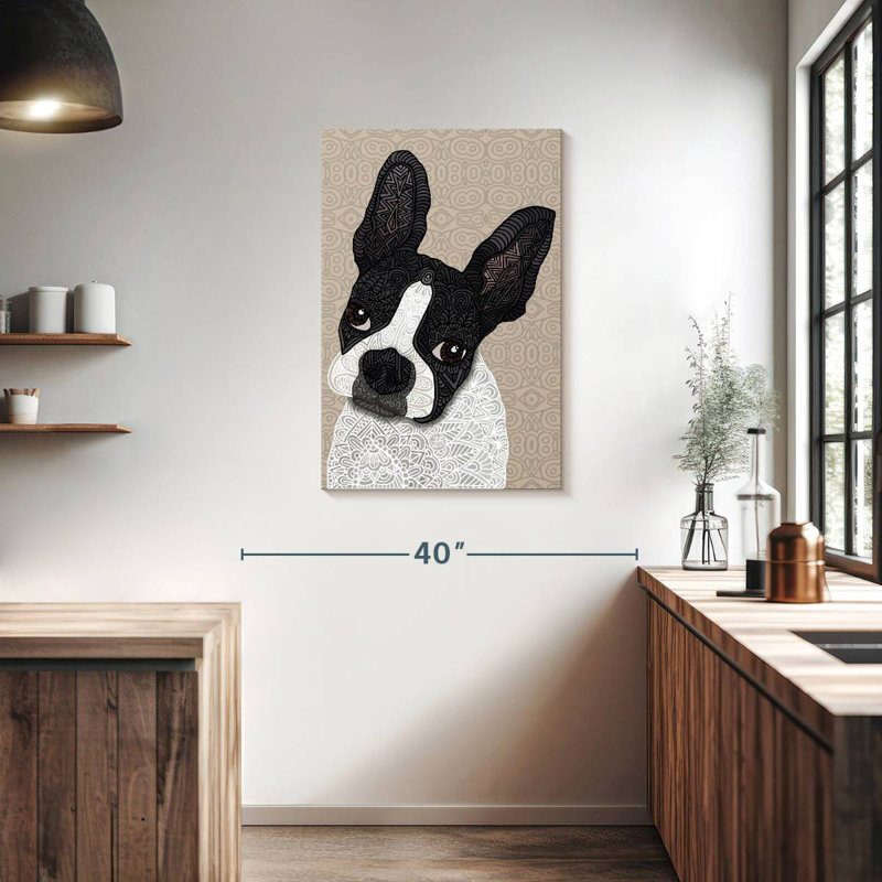 Brampt Patterned Boston Terrier, 36" H x 24" W
