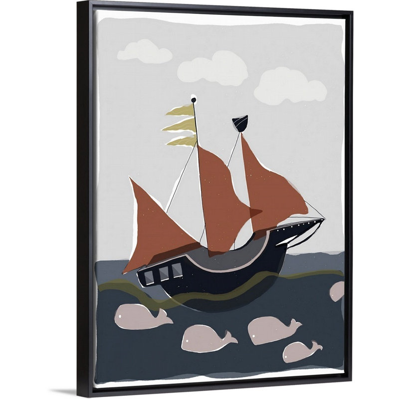 Art sur toile ahoy ii Sikes, Cadre flottant noir, H 16 po x l 12 po x P 1,75 po