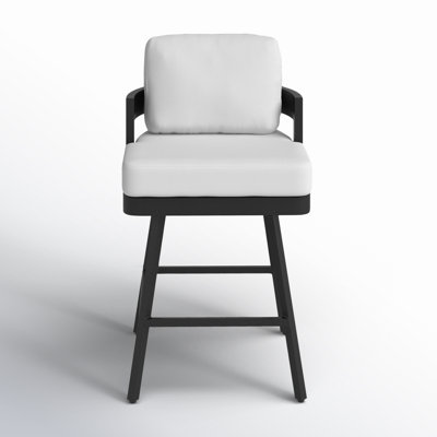 Everlee Powder Coated Aluminum Outdoor 31'' Bar Stool with Cushion