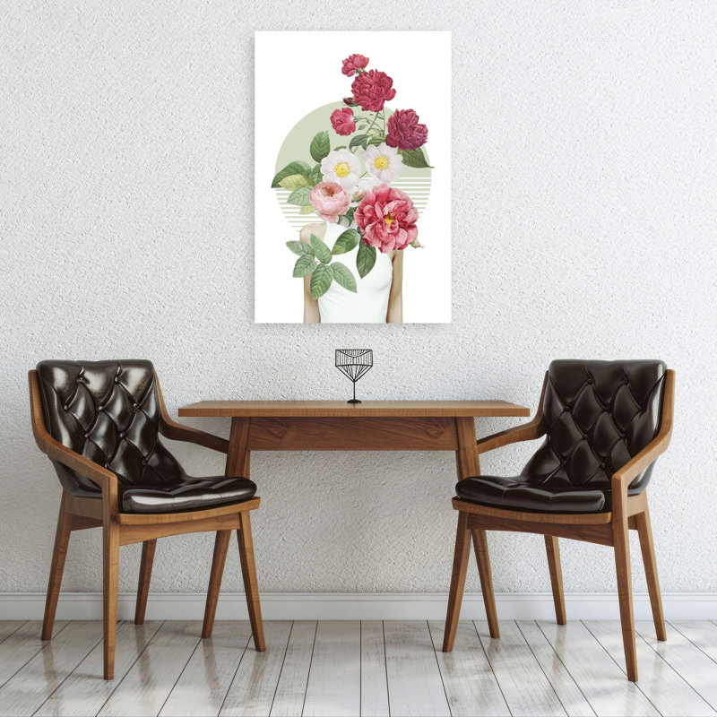 Surreal Rose Portrait Abstract Contemporary Elegant Rose Flower Nature Wall Art Print 1 Piece Wrapped Canvas Wall Art