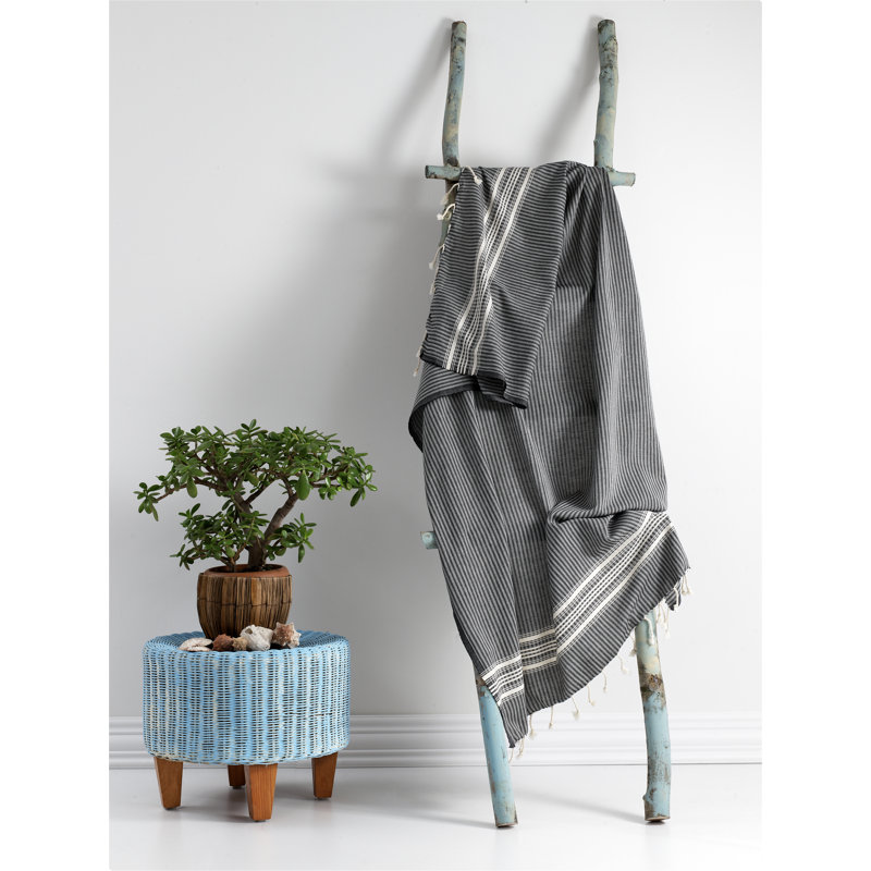 Greer Turkish Cotton Ultra Light Beach Towel, Black