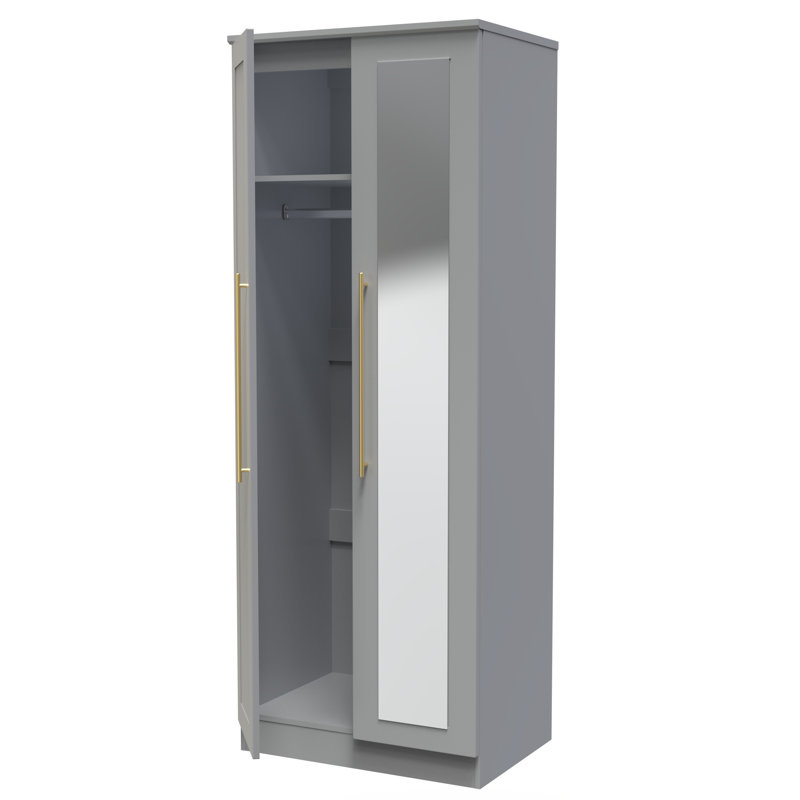 Behrad Tall 2 Door Mirrored Robe , Dusk Grey