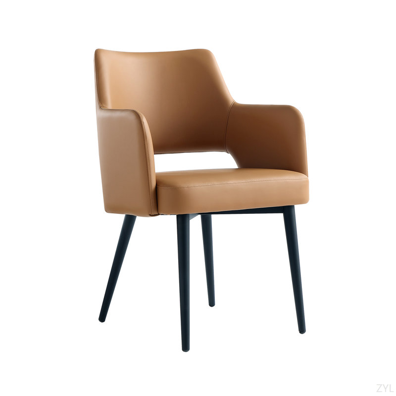 Fauteuil en métal et cuir Vegan, Brun