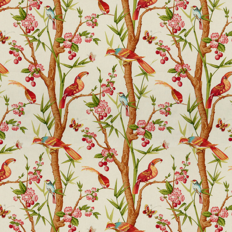 Toucans 100% Cotton Performance Fabric, Pink/Orange