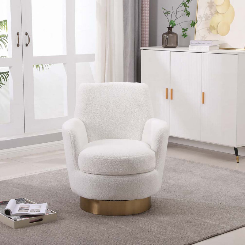 Fauteuil demi-tonneau Teddy, Ivoire ivoire