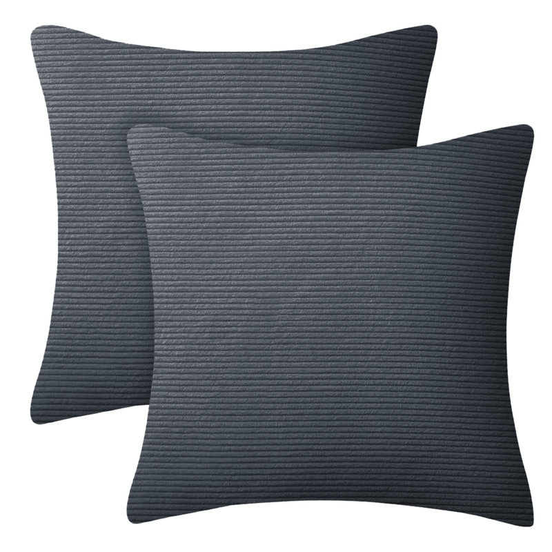 Striped Crushed Velvet Cushion Cover (Set Of 2) , Grey