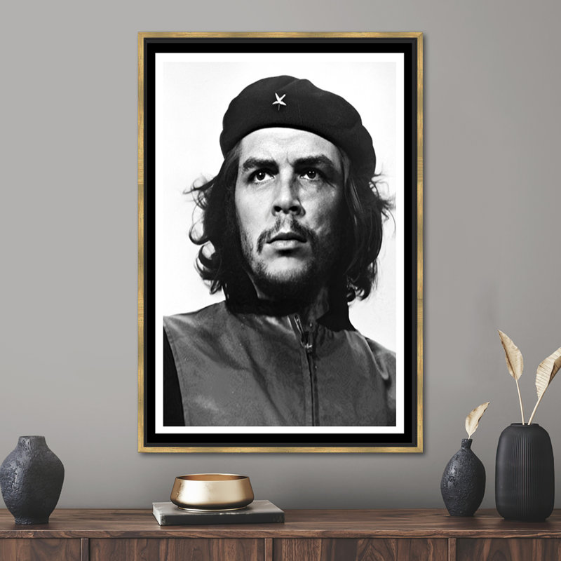 Art mural sur toile, "Che Guevara", H 94 po x l 41 po, Reproduction encadrée sans passe-partout, Doré