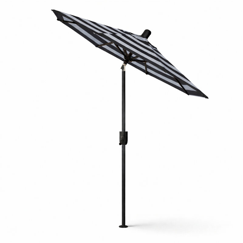 Natalie 74.5'' Tilt Market Umbrella, Black Sapphire, Black Stripe