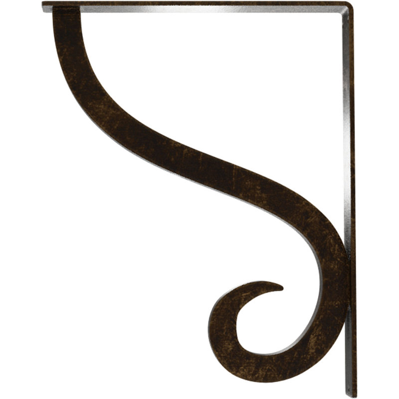 2"W  x 12"D x 15"H Ashford Triple, Wrought Iron Bracket, (Triple center brace), Antiqued Brass, 15" H x 2" W x 12" D