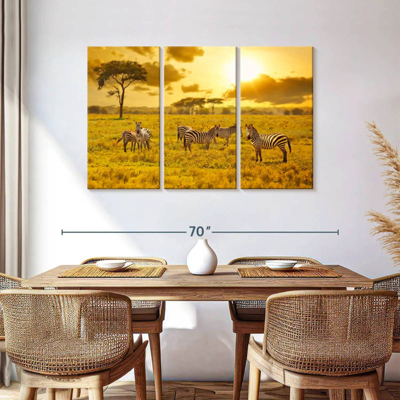 Brampt Zebras At Sunset, 36" H x 57" W