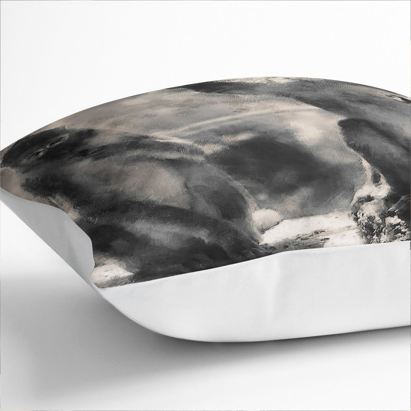 Mountain Monkeys Painting Square Throw Cushion, White, 55cm H x 55cm W x 20cm D