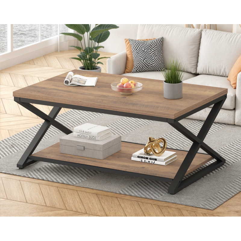 Coffee Table, 17.75" H x 47.24" L x 23.62" W, Rustic Oak